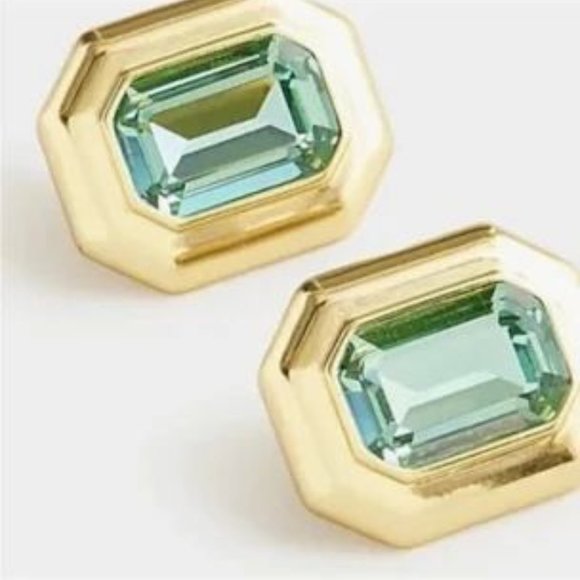 J. Crew Jewelry - J. Crew Rectangle Green Faceted Crystal Earrings NWT